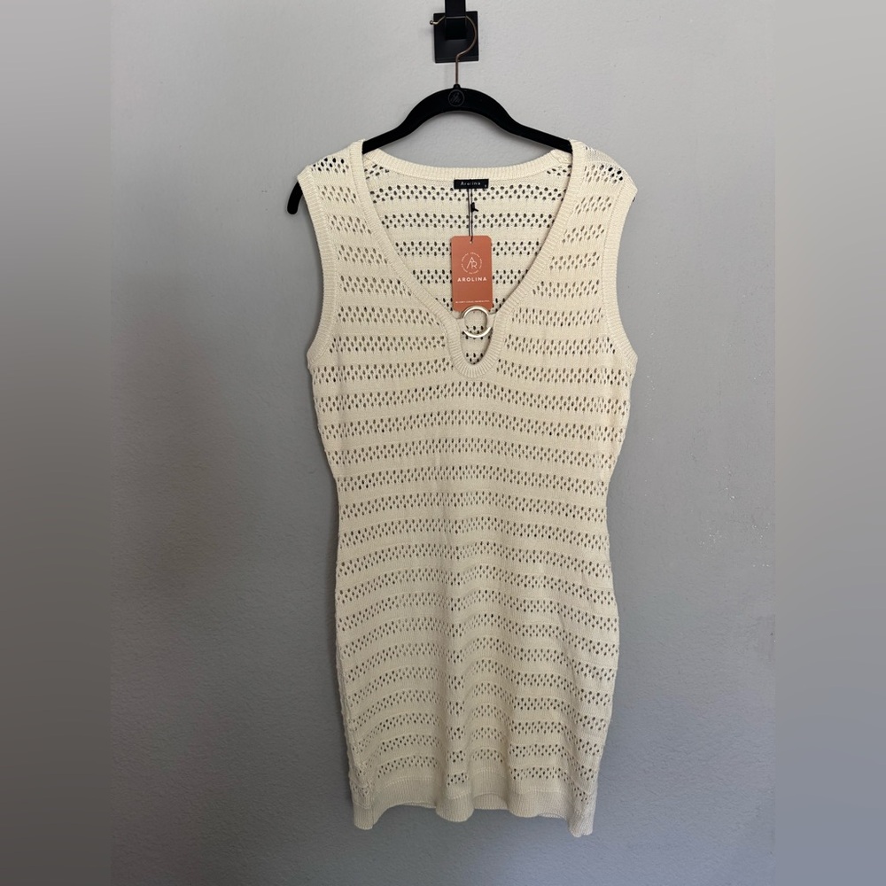 Cream Knit swimsuit cover up Dress